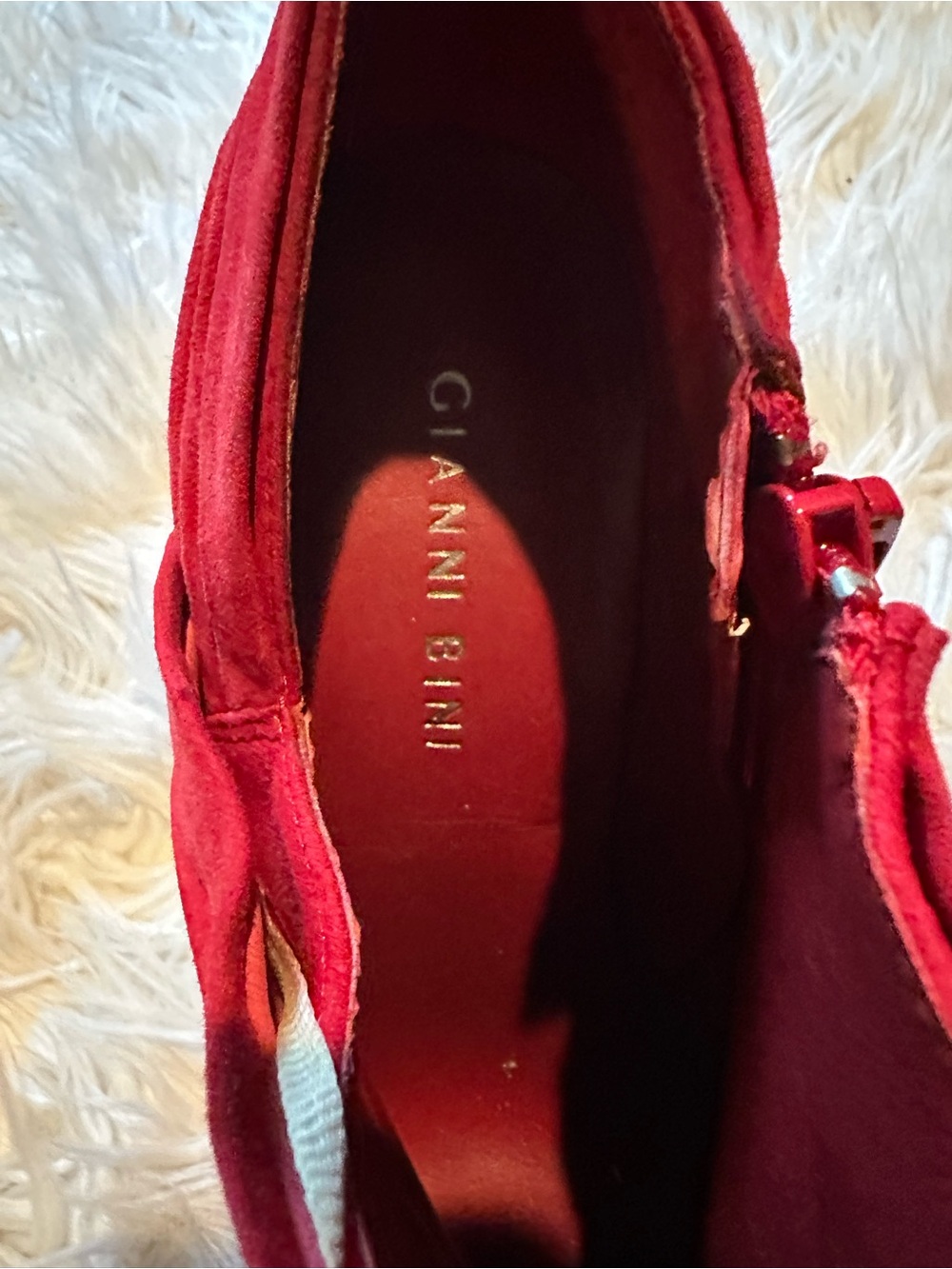 Gianni Bini Red Suede Ruched Ankle Booties - - Picture 6 of 6
